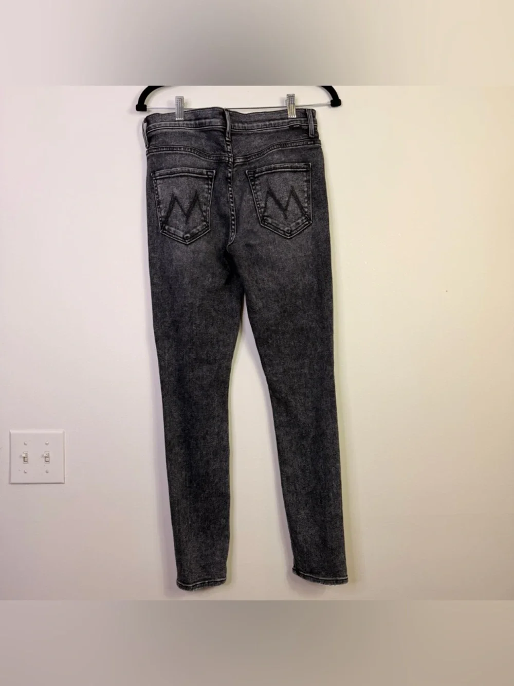 MOTHER The Stunner High Rise Skinny Jeans 29 Charcoal “Train Stops” Denim - Picture 6 of 13